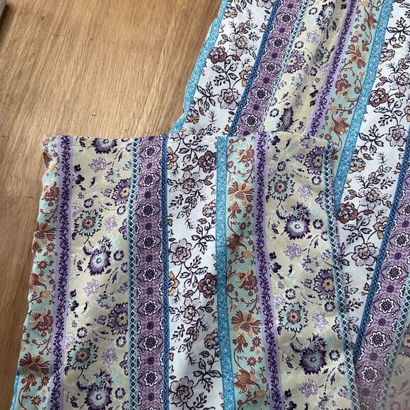 BOG Collective Boho Patchwork Jumpsuit Wide Leg Smocked Womens L - Picture 5 of 6